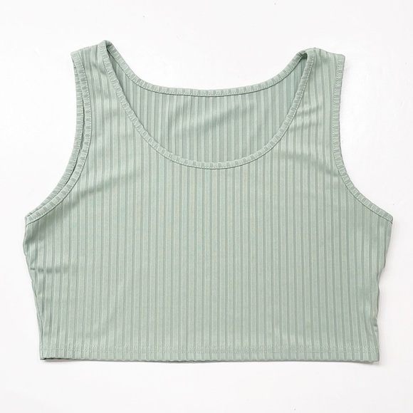 Sage green ribbed crop top - Picture 1 of 4